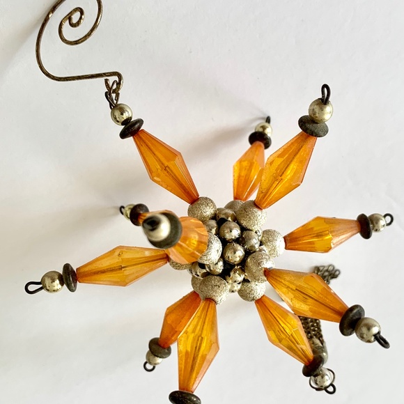 Amber Colored Star Window Ornament with Metal Tassel - Picture 4 of 11